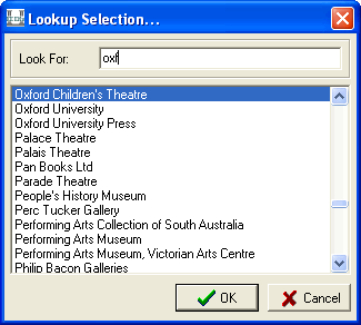 Parties module lookpu list selection